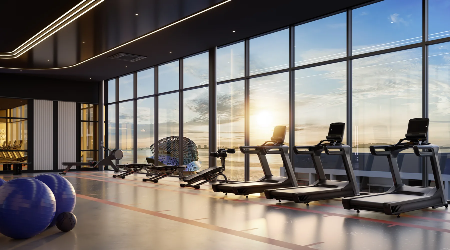 Waterfront gym facilities perspective